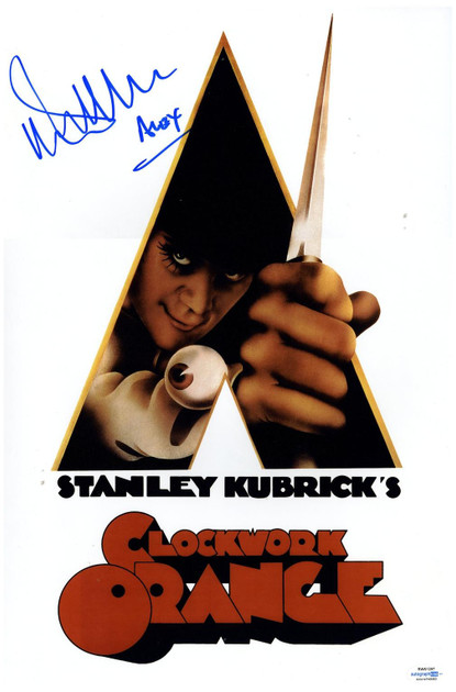 Clockwork Orange Malcolm McDowell Autograph Autographed 12x18 Poster Photo Version 1