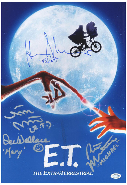 E.T. The Extra Terrestrial Cast Autographed 12x18 Movie Poster Exact Proof ACOA