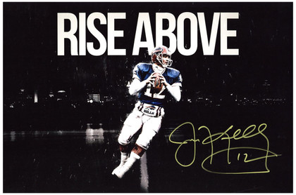 Jim Kelly Signed Buffalo Bills Rise Above Photo 12x18 Poster