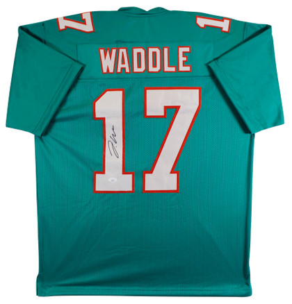 Jaylen Waddle Authentic Signed Teal Pro Style Jersey Autographed JSA
