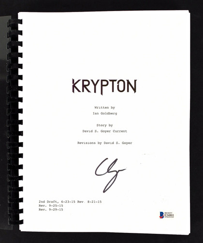 Cameron Cuffe Authentic Signed Krypton Pilot Episode Tv Script BAS #E34801