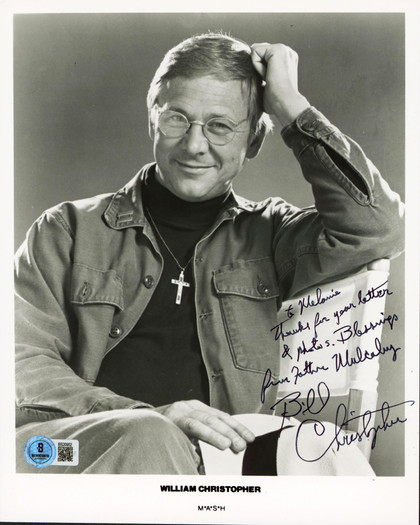 William Christopher MASH "To Melanie..  Father Mulcahy" Signed 8x10 Photo BAS
