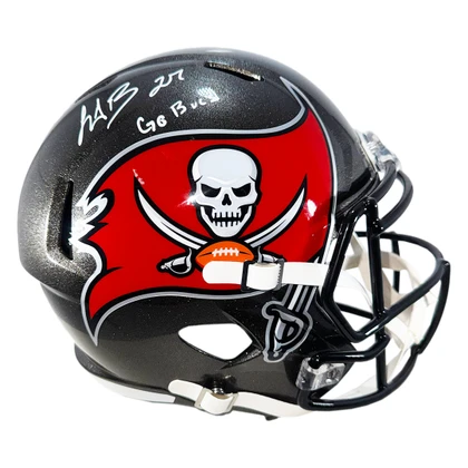 LeGarrette Blount Signed Go Bucs! Inscription Tamba Bay Buccaneers Speed Full-Size Replica Football Helmet (JSA)
