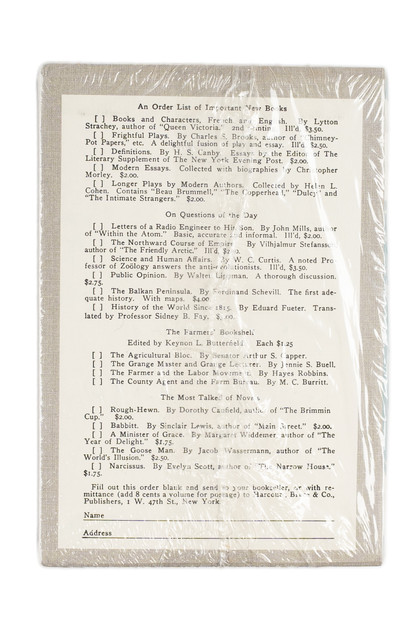 Sinclair Lewis's Babbitt Unsigned First Edition Library Printing