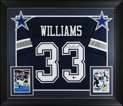 Javonte Williams Authentic Signed Navy Pro Style Framed Jersey BAS Witnessed