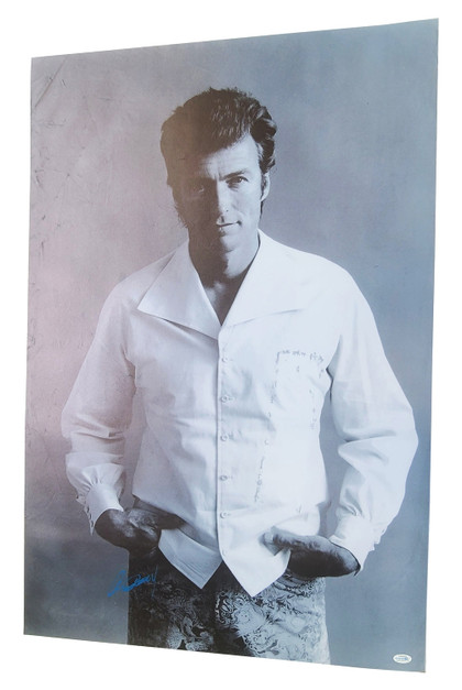Clint Eastwood Signed Framed 24x36 Canvas Vintage Young Photo Print ACOA