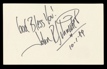 John Schneider "God Bless You!" Authentic Signed 3x5 Index Card BAS #BL96761