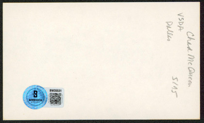 Chad McQueen The Karate Kid Authentic Signed 3x5 Index Card Autographed BAS