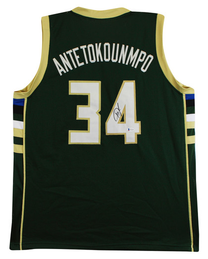 Giannis Antetokounmpo Authentic Signed Green Pro Style Jersey BAS Wit #WG59788