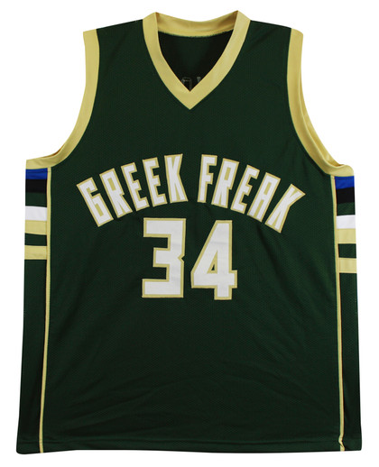 Giannis Antetokounmpo Authentic Signed Green Pro Style Jersey BAS Wit #WG59788