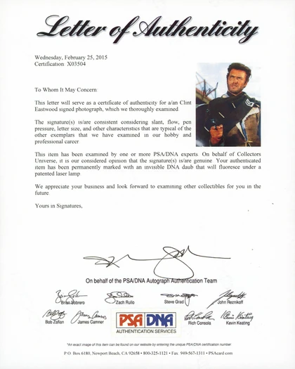 Clint Eastwood The Good, the Bad and the Ugly Signed 11x14 Photo PSA/DNA #X03504