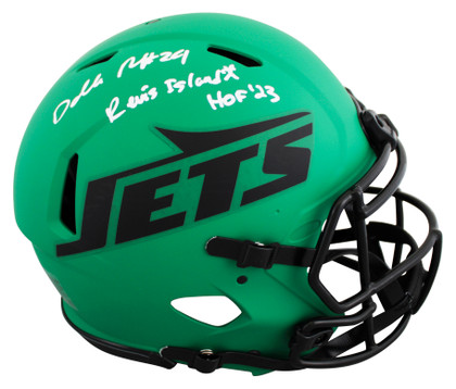 Jets Darelle Revis "2x Insc" Signed Rave Full Size Proline Helmet BAS Witnessed