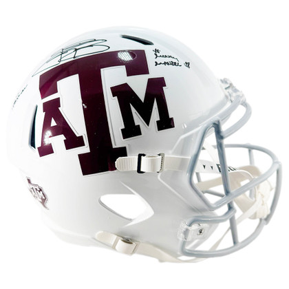 Johnny Manziel Signed 12 Heisman - Money Manziel Inscription Texas A&M Aggies Speed Full-Size Replica Football Helmet (Beckett)