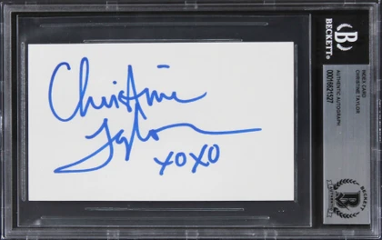 Christine Taylor Dodgeball "XoXo" Authentic Signed 3x5 Index Card BAS Slabbed