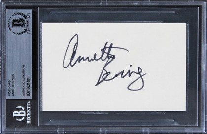 Annette Bening American Beauty Authentic Signed 3x5 Index Card BAS Slabbed
