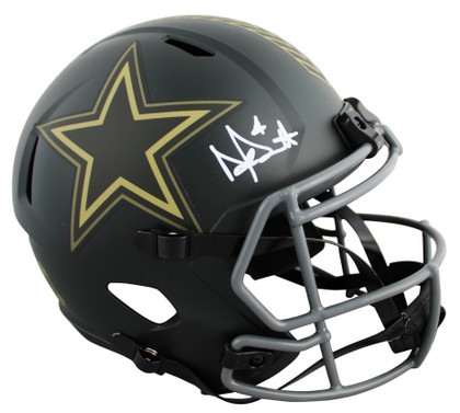 Cowboys Dak Prescott Signed STS IV Full Size Speed Rep Helmet W/ Case BAS Wit