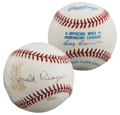Ronald Reagan Authentic Signed Bobby Brown OAL Baseball PSA/DNA #AR02823