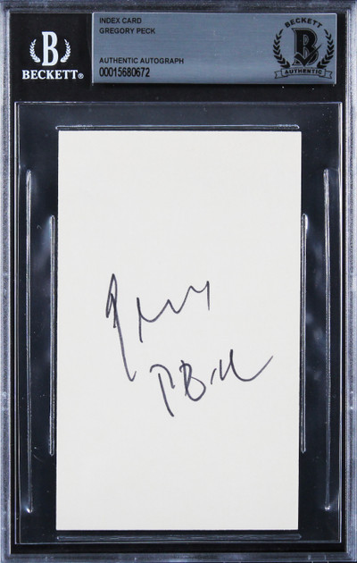 Gregory Peck To Kill a Mockingbird Authentic Signed 3x5 Index Card BAS Slabbed