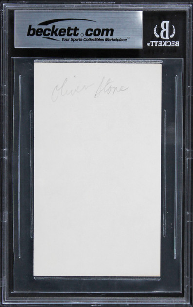 Oliver Stone Platoon Authentic Signed 3x5 Index Card Autographed BAS Slabbed 2 Version 1