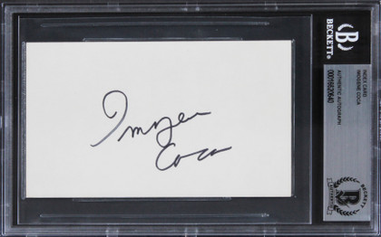 Imogene Coca Vacation Authentic Signed 3x5 Index Card Autographed BAS Slabbed 1