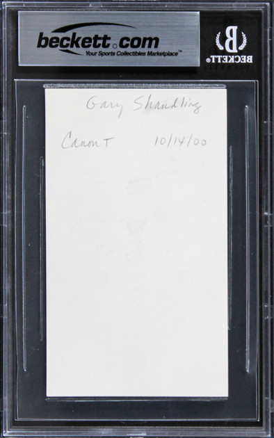 Garry Shandling The Larry Sanders Show Signed 3x5 Index Card BAS Slabbed Version 1