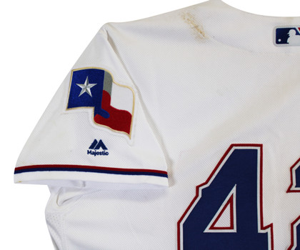 Rougned Odor Game Used Jackie Robinson Day White Majestic Flexbase Jersey MLB