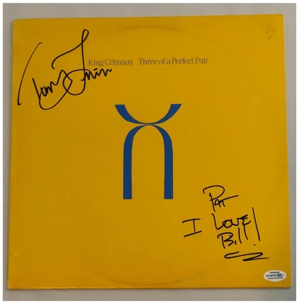 King Crimson Three of a Perfect Pair Signed Vinyl Album Lp ACOA