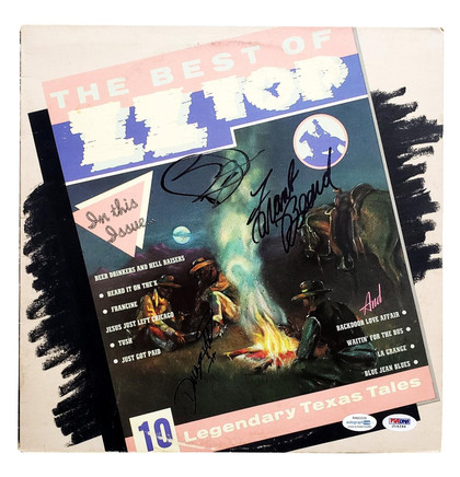 ZZ Top Signed X3 Autographed Record Album LP Billy Gibbons ACOA