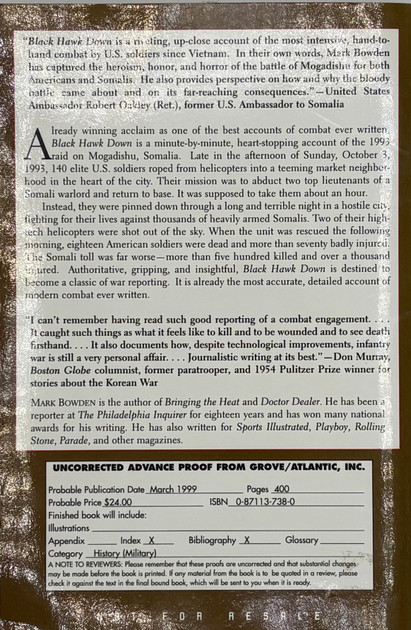 Black Hawk Down (Unsigned Advance Reader's Copy)