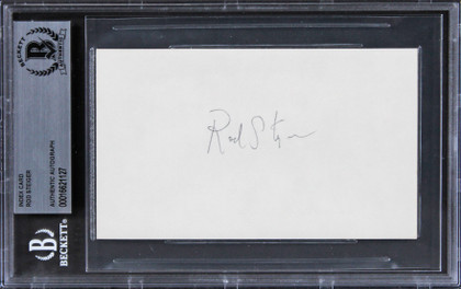 Rod Steiger In The Heat of the Night Signed 3x5 Index Card BAS Slabbed 6