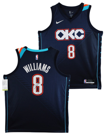 Thunder Jalen Williams Signed 2025 Navy Nike City Edition Swingman Jersey JSA