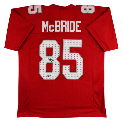 Trey McBride Authentic Signed Red Pro Style Jersey Autographed BAS Witnessed 2