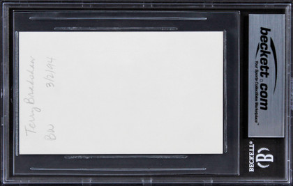 Steelers Terry Bradshaw Authentic Signed 3x5 Index Card Autographed BAS Slabbed Version 1