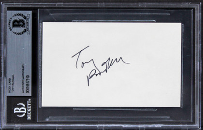 Tony Randall The Odd Couple Authentic Signed 3x5 Index Card BAS Slabbed 3