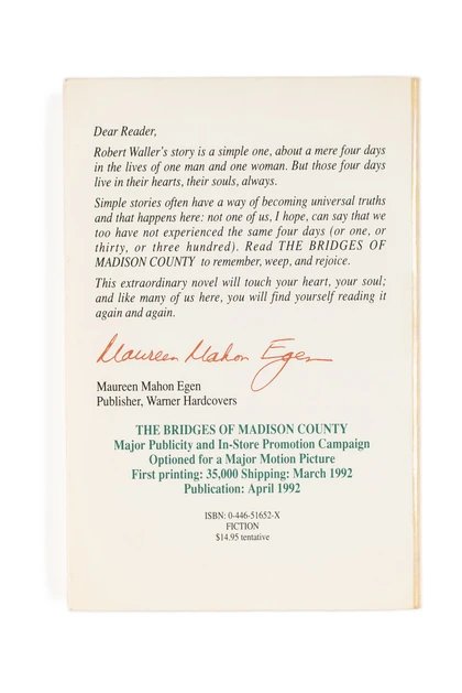 Robert James Waller's The Bridges of Madison County (Unsigned Advance Readers Copy)