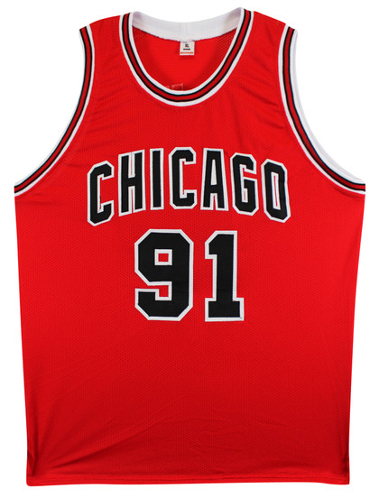 Dennis Rodman Authentic Signed Red Pro Style Jersey Autographed JSA Witness Version 1