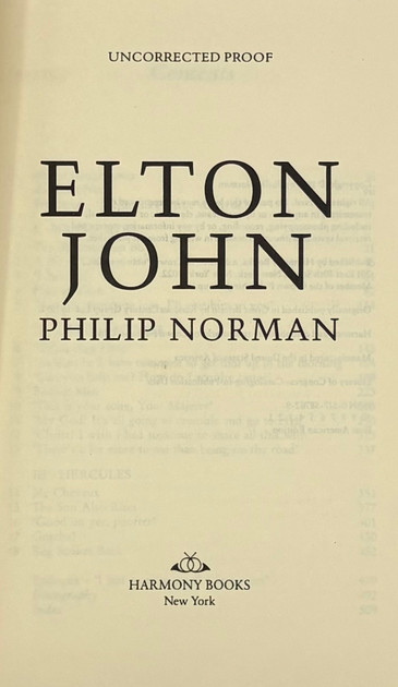 Elton John: A Biography (Unsigned Uncorrected Proof)