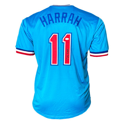 Toby Harrah Signed Texas Blue Baseball Jersey (JSA)