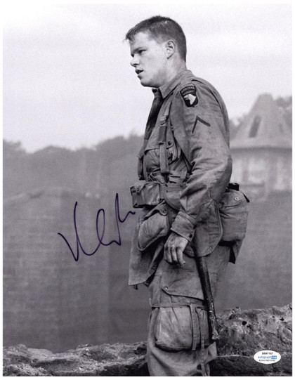 Matt Damon Signed Autographed 11x14 Saving Private Ryan War Photo ACOA