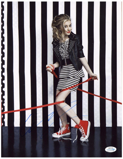 Genevieve Hannelius Signed Autographed 11x14 Red Sneakers Leather Jacket Photo