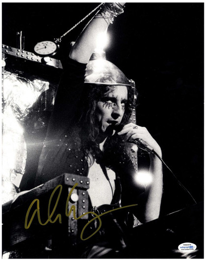 Alice Cooper Signed Autographed 11x14 Photo Live in Concert Electric Chair ACOA