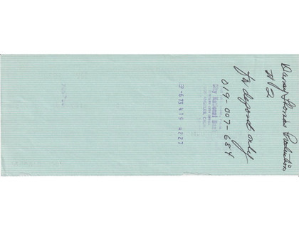 Danny Thomas Hand-Signed 1973 Business Bank Check