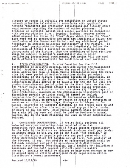 Ally Sheedy Hand-Signed 1989 Theatrical Film Contract