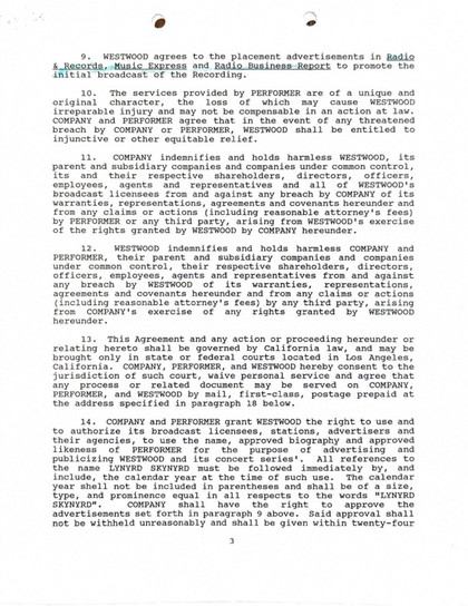 Gary Rossington Initialed & Executed Performance Contract