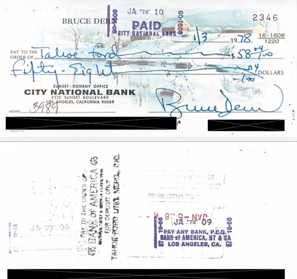 Bruce Dern Hand-Signed Personal Check Collection