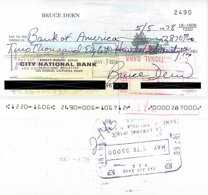 Bruce Dern Hand-Signed Personal Check Collection