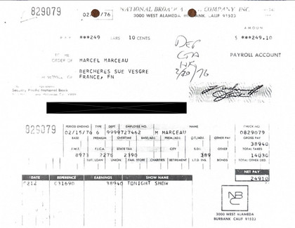 Marcel Marceau Hand-Signed Standard AFTRA Engagement Contract