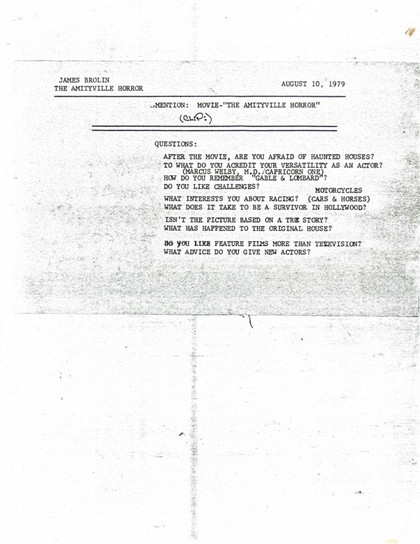 James Brolin Hand-Signed The Amityville Horror Promotional Premiere Waiver