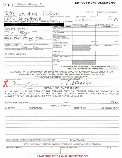 Alicia Silverstone Hand-Signed Entertainment Industry Deal Memo