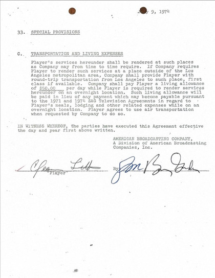 Cleavon Little Hand-Signed ABC Feature Contract